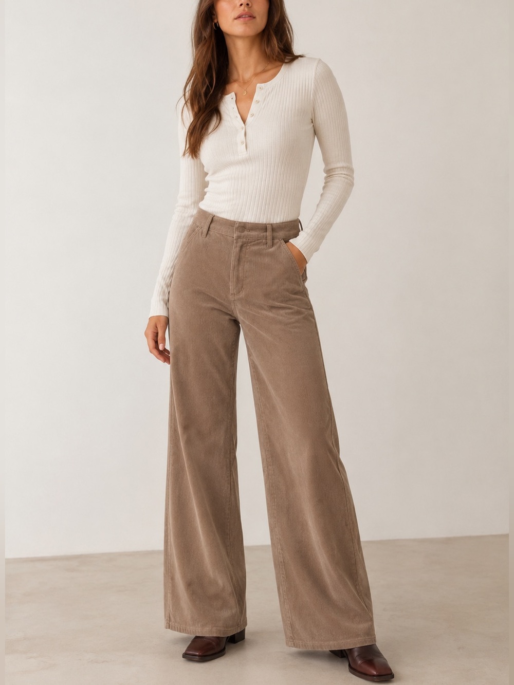 Citizens of Humanity Lina Trouser Corduroy Pants Brown Wide Leg High Rise 27